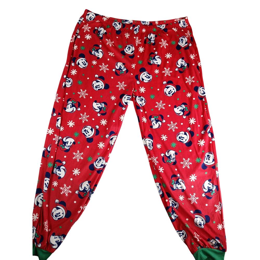 Disney Pajama Pants Men 3XL Tall Red Mickey Minnie Snow Christmas Jogger Lounge